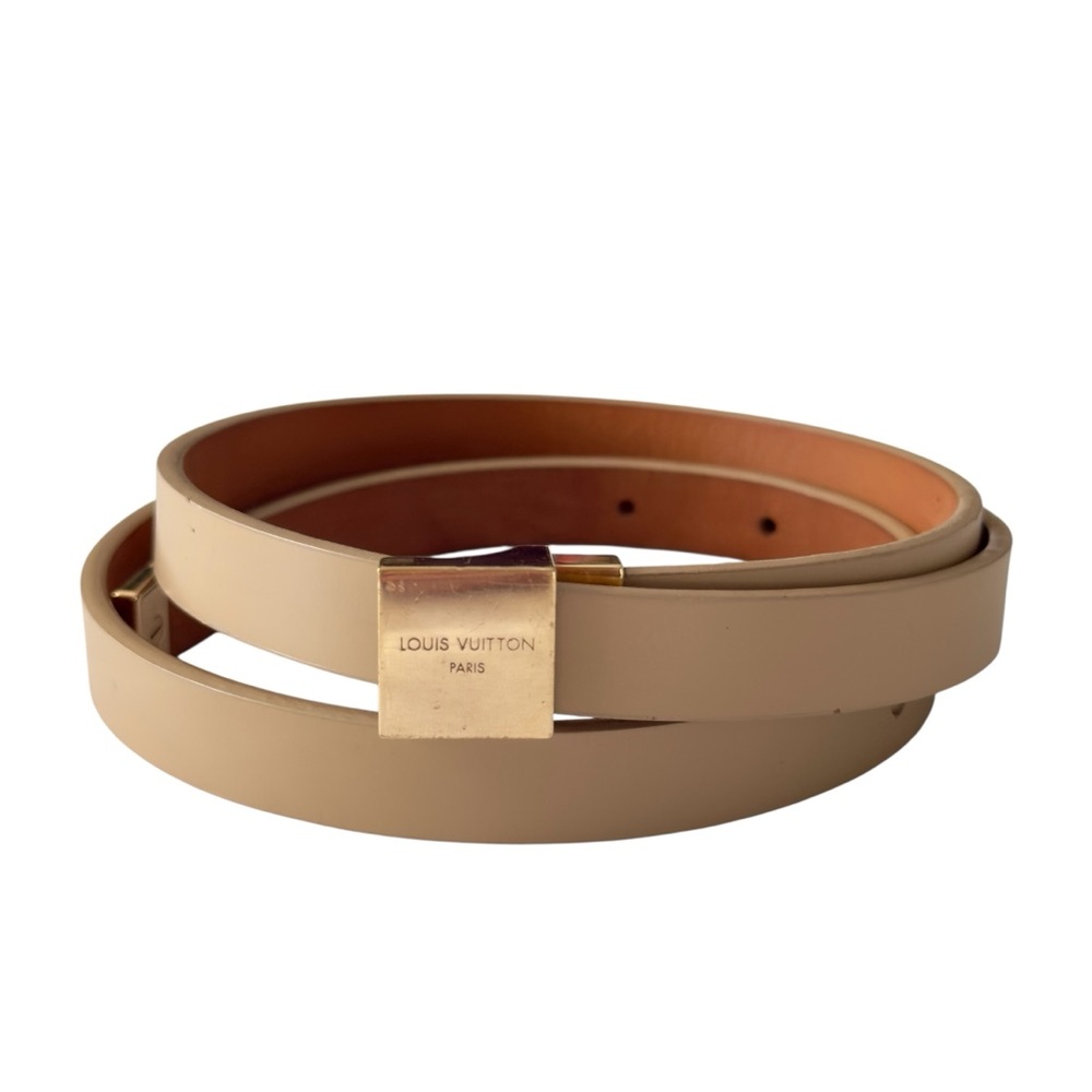 Louis Vuitton Leather Belt | Beige | Made in Spain | Authentic